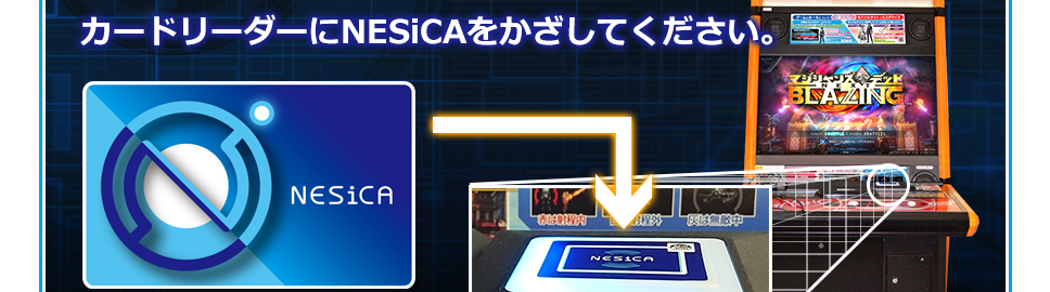 カードリーダーにNESiCAをかざしてください。